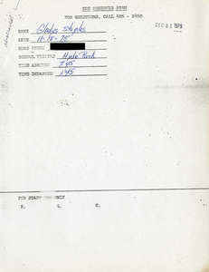 Citywide Coordinating Council daily monitoring report for Hyde Park High School by Gladys Staples, 1975 November 18
