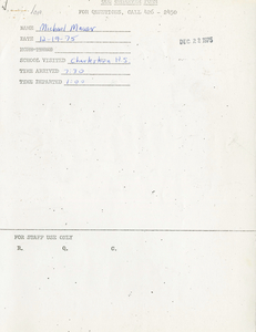 Citywide Coordinating Council daily monitoring report for Charlestown High School by Michael Mauer, 1975 December 19