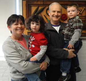 Terri Munson, Bob Munson, Zander Munson and Leo Munson at the Lowell Mass. Memories Road Show