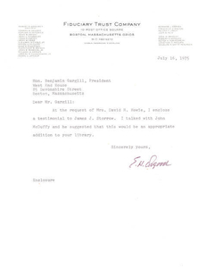 E. H. Osgood cover letter regarding Storrow testimonial