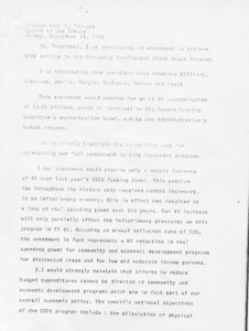 Senator Paul E. Tsongas' speech to the Senate regarding an amendment to restore $200 million to the Community Development Block Grant Program