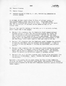 Additional version marked Update of memo to Senator Cranston regarding Proposed changes in Title II, S. 1843, Presidential Commission on National Service