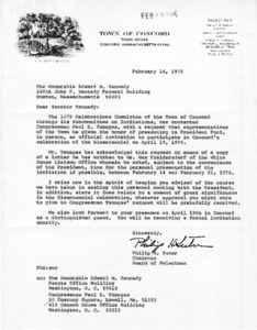Letter to Edward M. Kennedy from Philip H. Suter