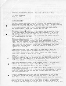 Economic Development Report - Central and Western Massachusetts - July 19, 1982