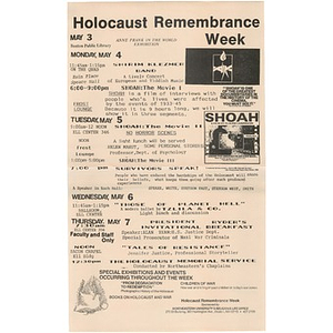 Holocaust Remembrance Week flyer, 1981.