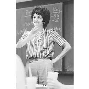 Professor Lucy A. Williams teaches a Law School class