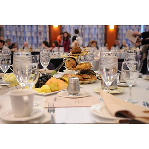 Breakfast pastries and fruit display at the Holocaust Awareness Breakfast