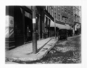 Sidewalk at Clark's Hotel, 577 Washington Street, Boston, Mass., November 13, 1904