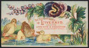 Trade card for Dr. Grosvenor's Liveraid, location unknown, 1879