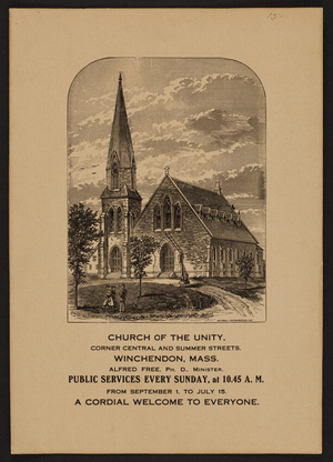 Church of the Unity, corner Central and Summer Streets, Winchendon, Mass., undated