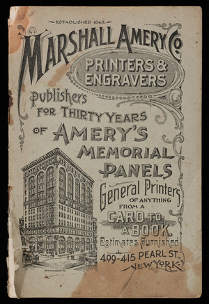 Marshall Amery Co., printers & engravers, 499-415 Pearl Street, New York, New York