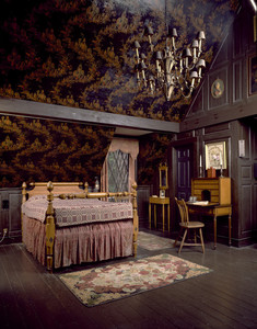 View of Strawberry Hill Room showing bed, Beauport, Sleeper-McCann House, Gloucester, Mass.