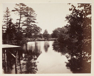 Middle pond and boat house, Lyman estate, Waltham, Mass.