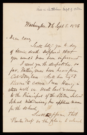 Henry J. Hunt to Thomas Lincoln Casey, September 8, 1886