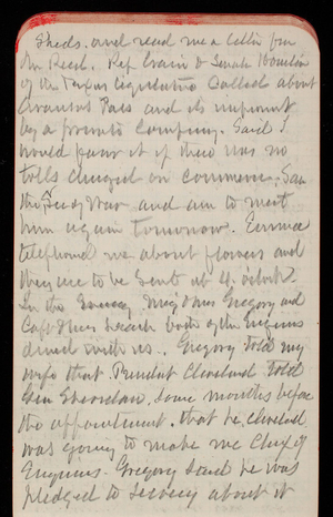 Thomas Lincoln Casey Notebook, February 1890-April 1890, 25, sheds and read me a letter from