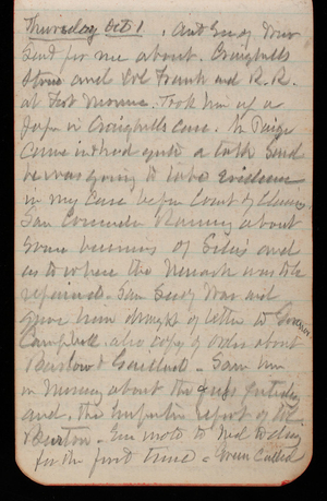 Thomas Lincoln Casey Notebook, October 1891-December 1891, 02, Thursday Oct 1