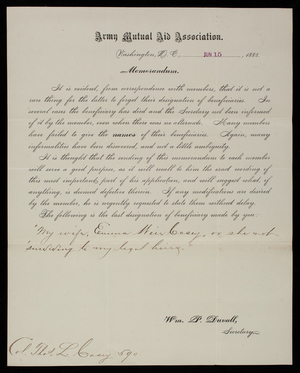 William P. Duvall to Thomas Lincoln Casey, June 15, 1885