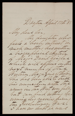 Robert W. Steele to Thomas Lincoln Casey, April 17, 1885