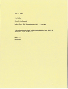 Memorandum from Mark H. McCormack to Doc Giffin