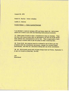 Memorandum from Judy A. Chilcote to Robert S. Burton