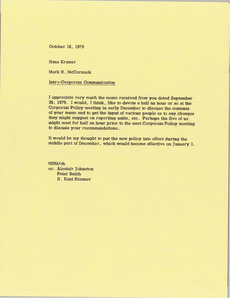 Memorandum from Mark H. McCormack to Hans Kramer