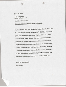 Memorandum from Mark H. McCormack to Al F. Mulberry and Arthur J. Lafave