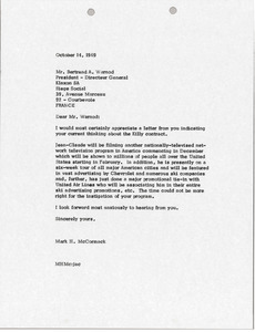 Letter from Mark H. McCormack to Bertrand A. Warnod