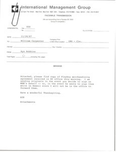 Fax from Ayn Robbins to William Carpenter