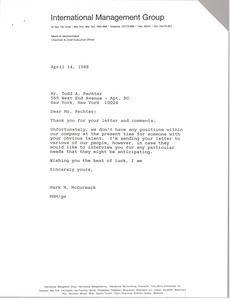 Letter from Mark H. McCormack to Todd A. Pechter