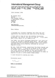 Letter from Mark H. McCormack to Andrew Neil