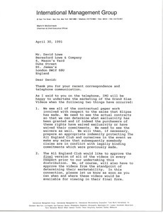 Letter from Mark H. McCormack to David Lowe