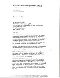 Letter from Mark H. McCormack to Jonathan S. Linen