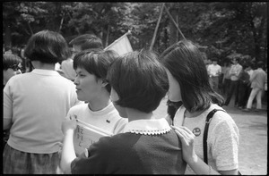 Group of young women at Vietnam antiwar demonstration in downtown Tokyo