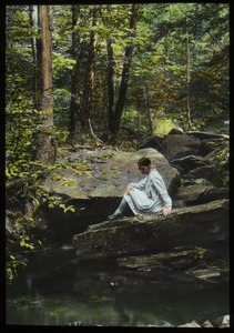 Pelham Brook (girl on rock looking into pool)