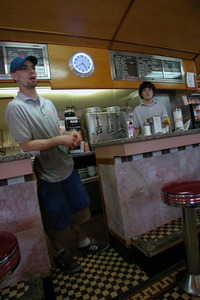 Restaurant staff at the counter, Miss Florence Diner