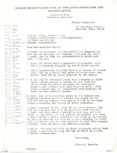 Letter from Elmer C. Bartels to John Levis