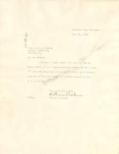 Letter from William Pickens to W. E. B. Du Bois