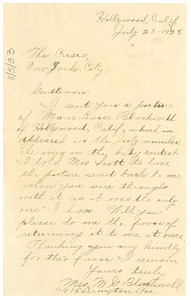 Letter from Mrs. M. G. Blackwell to Crisis