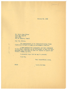 Letter from W. E. B. Du Bois to Mario Rosa Oliver