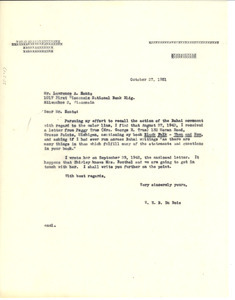 Letter from W. E. B. Du Bois to Lawrence A. Hautz