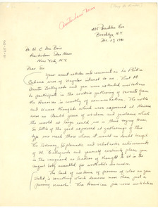 Letter from Percy De Freitas to W. E. B. Du Bois