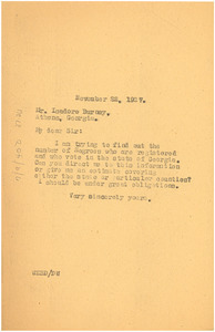Letter from W. E. B. Du Bois to Isadore Burney