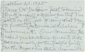 Letter from Edith Brower to W. E. B. Du Bois