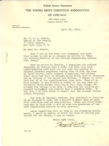 Letter from George R. Arthur to W. E. B. Du Bois