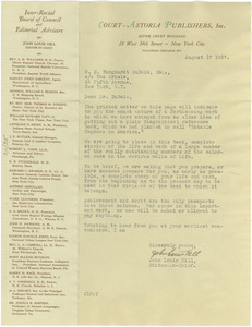 Letter from Court-Astoria Publishers to W. E. B. Du Bois