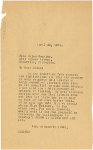 Letter from W. E. B. Du Bois to Helen Hopkins