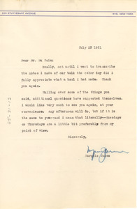 Letter from Marquis James to W. E. B. Du Bois