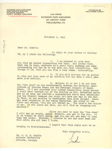 Letter from Sadie T. Alexander to W. E. B. Du Bois