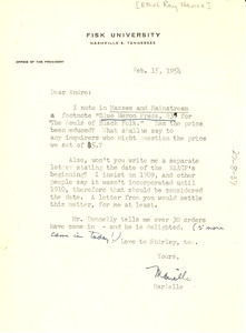 Letter from Ethel Ray Nance to W. E. B. Du Bois