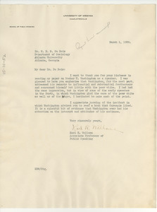 Letter from Karl R. Wallace to W. E. B. Du Bois